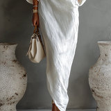 Josefa | Elegante vestido maxi de un solo hombro en blanco