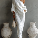 Josefa | Elegante vestido maxi de un solo hombro en blanco
