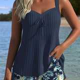 Laluna - Tankini a rayas con pantalones cortos de playa de dos piezas