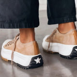Elina - Zapatos Cómodos Con Tacón Grueso Lona Estilo Urbano