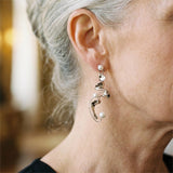 Pendientes abstractos vintage en plata con perlas