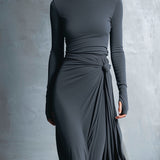 Naiara - Vestido midi con nudo lateral