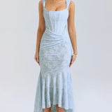 VESTIDO LARGO CON CORSET Y MODELADO ELEGANTE