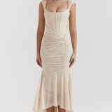 VESTIDO LARGO CON CORSET Y MODELADO ELEGANTE
