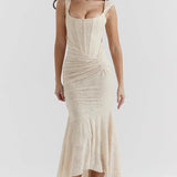 VESTIDO LARGO CON CORSET Y MODELADO ELEGANTE