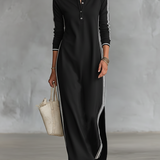 Andressa | Vestido Maxi de Sudadera con Cuello de Botón