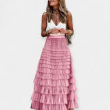 Valerie - Falda boho con dobladillo de satén y malla