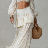 CONJUNTO BOHO CON TOP CROP Y FALDA LARGA