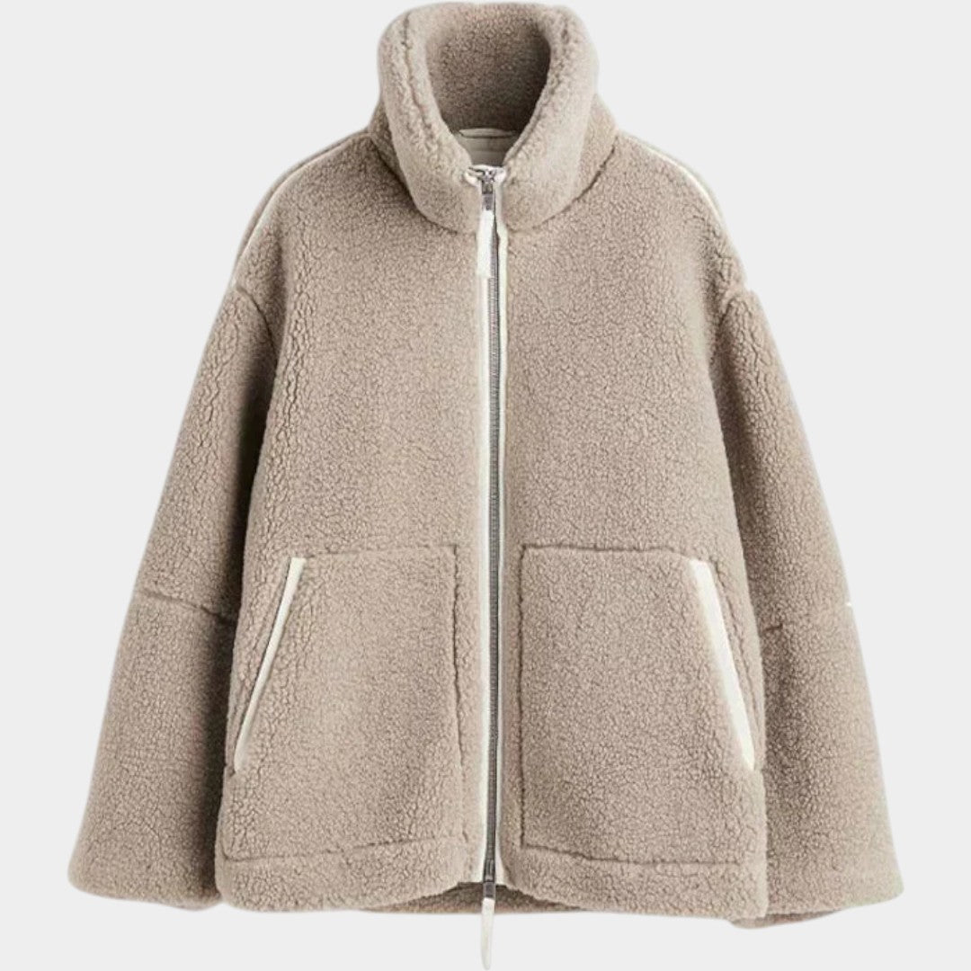 Petra – abrigo teddy oversized para mujer con cremallera