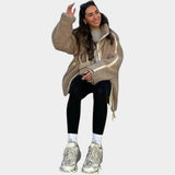Petra – abrigo teddy oversized para mujer con cremallera