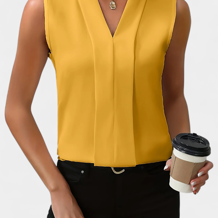 Nele Blusa Sin Mangas con Escote en V y Corte Fluido