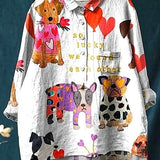 Cristina | Blusa Casual Artística de Corazón y Mascotas