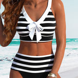 Martina | Bikini de cintura alta a rayas