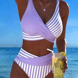 Bikini Cruzado Rayado Impreso