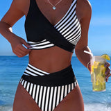 Bikini Cruzado Rayado Impreso