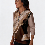 Valeria Brisa™ – Sudadera con Cremallera Cuarto y Estampado Abstracto