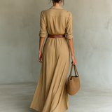 Isabel | Maxivestido con cuello de solapa y manga larga