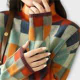Erika - Suéter de Cuello Alto Patchwork