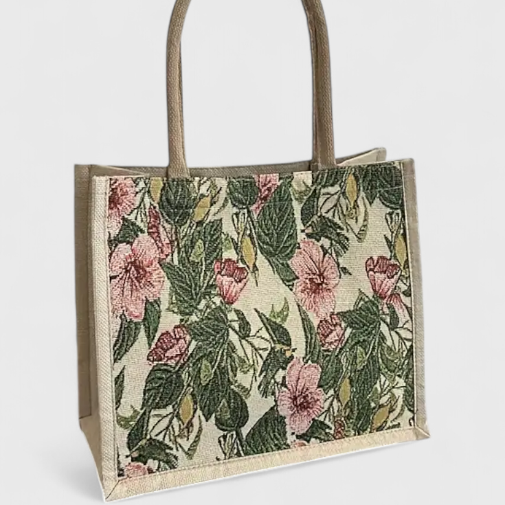 Taila Bolsa de Yute con Estampado Floral y Diseño Ecológico