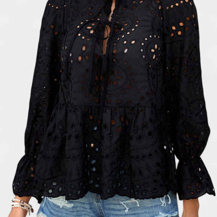 Kayden Top Bohemio de Encaje con Corte Fluido