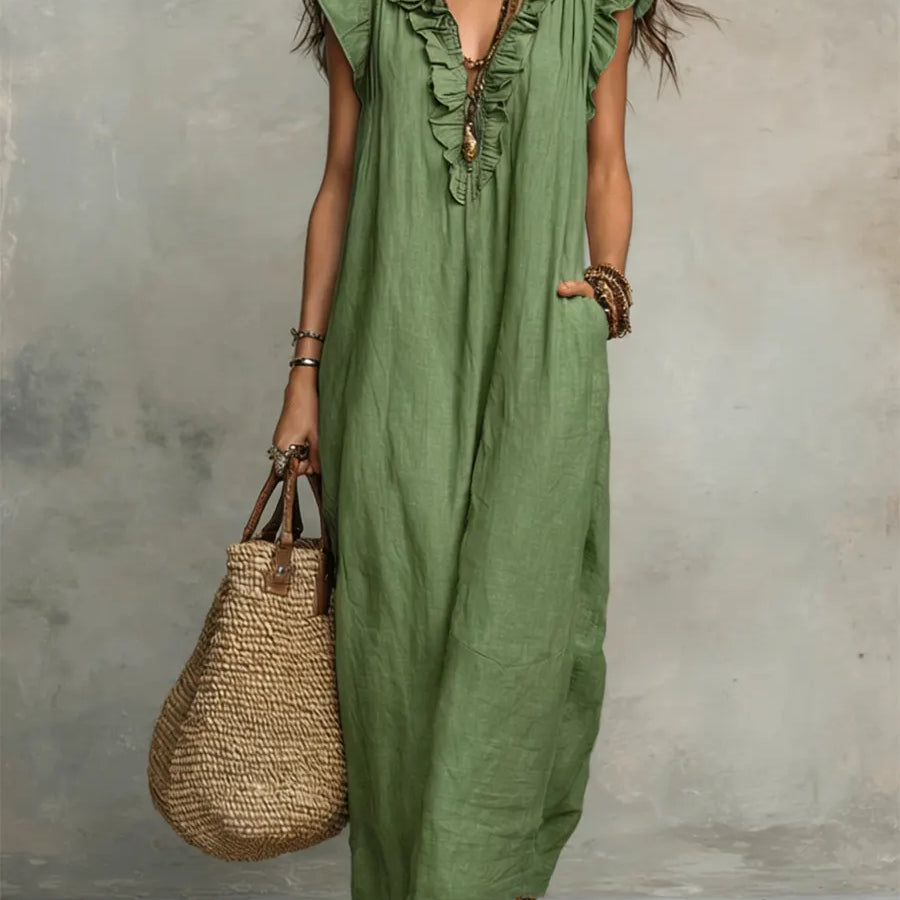 Luisa | Vestido Maxi Boho con Escote en V