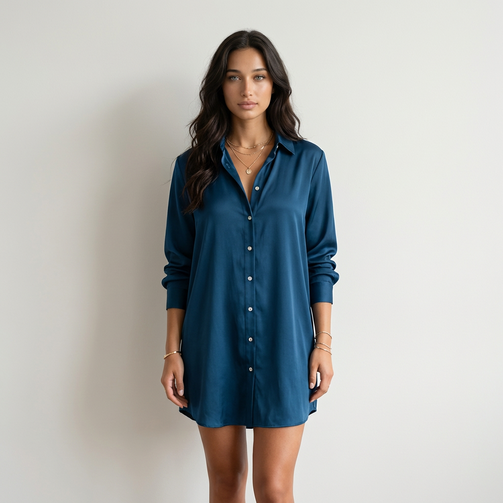 Gabriela Vestido Camisero Satinado