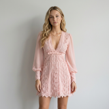 Isabella Vestido Rosa Encaje