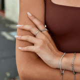 Anillo Zenya de Cristal y Ondas de Plata
